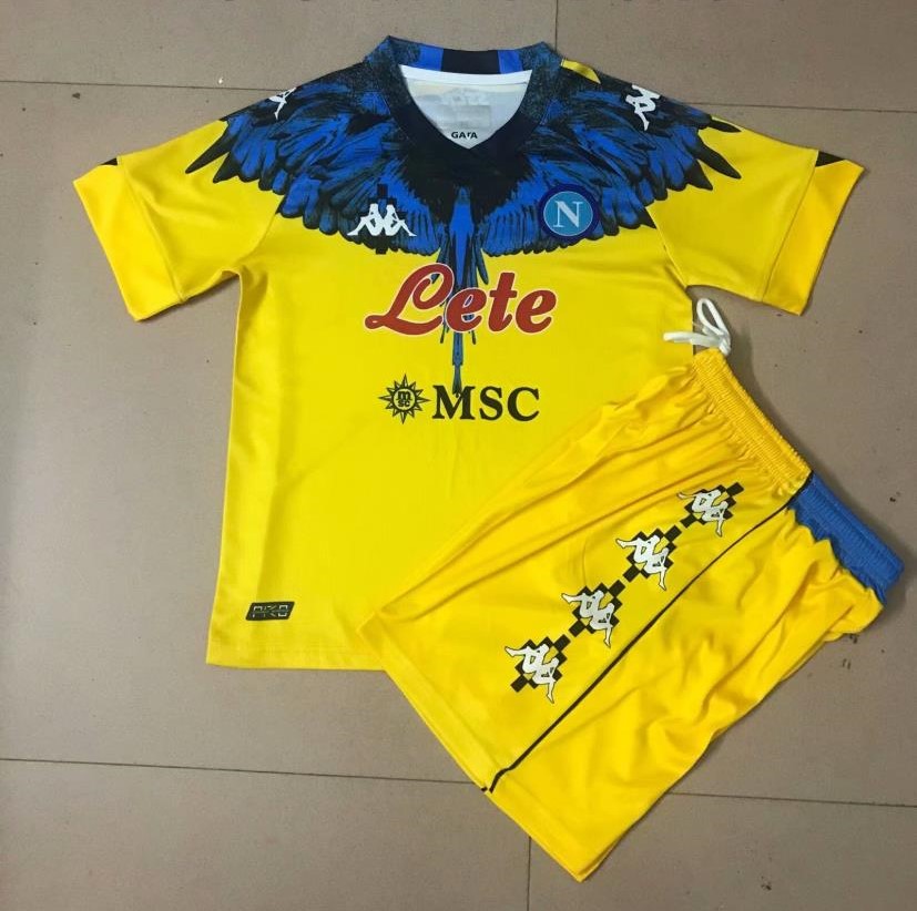 Kids-Napoli 21/22 Yellow/Blue Joint Soccer Jersey